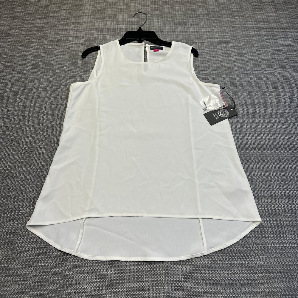 New Vince Camuto Tank Top XS Ivory Sleeveless High Low Hem Top Blouse Shirt